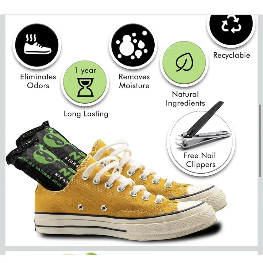 4 Charcoal Shoe Deodorizer Inserts - Shoe Odor Eliminator - Activated Charcoal‎